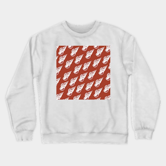 tulip shell aloha print pattern dusty orange and white Crewneck Sweatshirt by maplunk